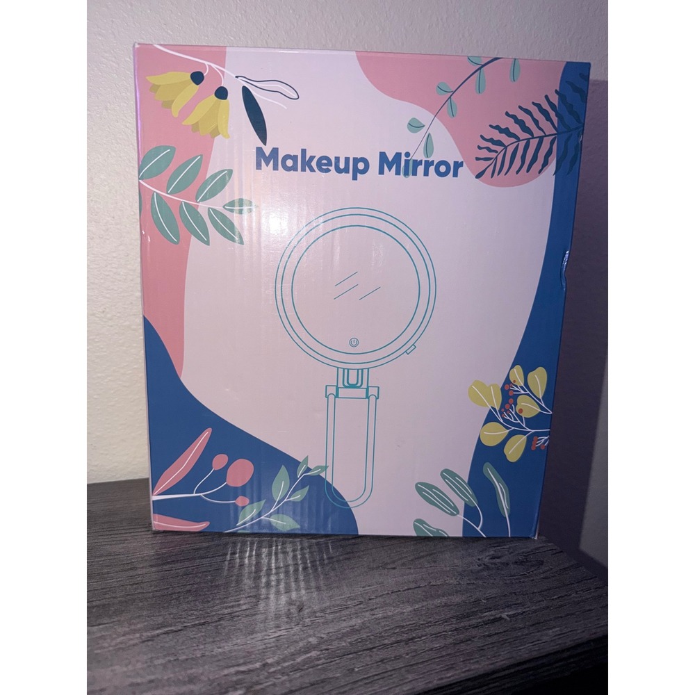 LED Lighted Makeup Mirror Round Portable Folding Vanity MirrorWhite Touch Sensor